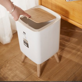 TG3760Square high-foot wood grain trash can10L